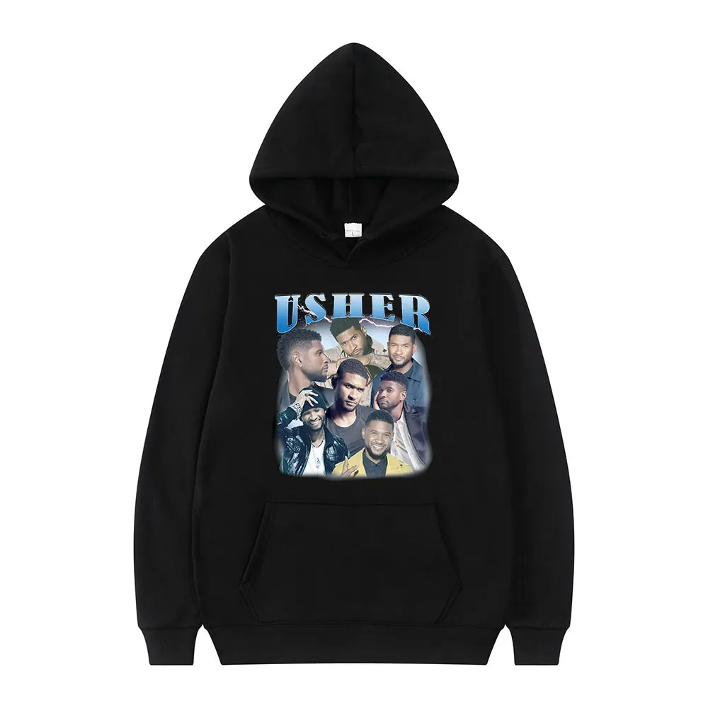 

Usher Vintage Rapper American Fashion Personality Print Winter Thick Long Sleeves Casual Loose Sports Man Hoodie Oversized