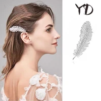 diamond set feather alloy hairpin female rhine edge clip leaf clip duck beak clip headdress hair accessories