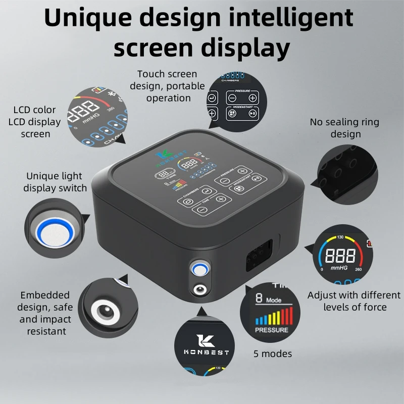 Новый шестикамерный воздушный волновой массажер с ЖК-экраном для мышц ног