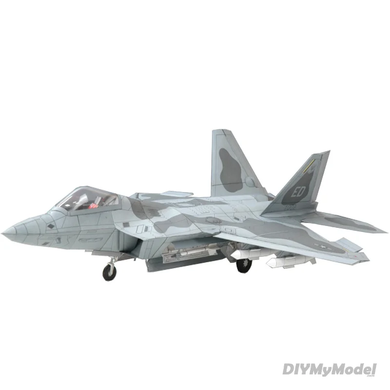 DIYMyModeI-caza Raptor de F-22 de EE. UU., escala 1:33, modelo de tarjeta de papel 3D, juegos de construcción, juguetes educativos, modelo militar
