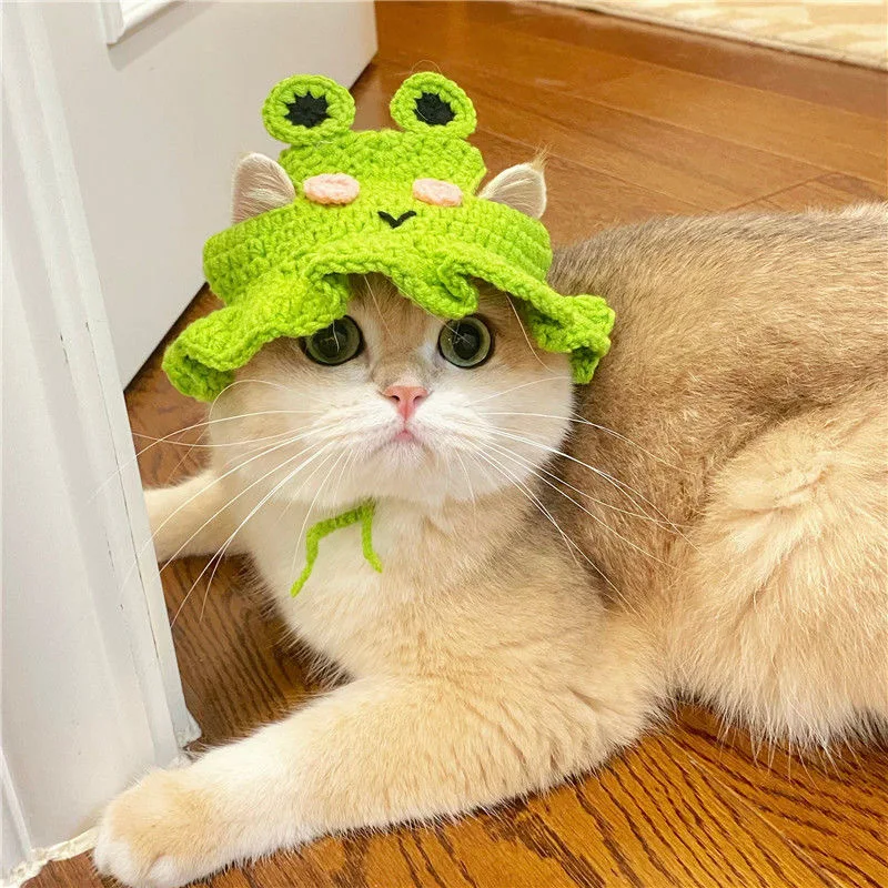 

Autumn Winter Cat Hat Elastic Cute Refined Pet Hat Puppy Kittens Knitted Hat Party Photo Shoot Props Decoration Cat Accessories