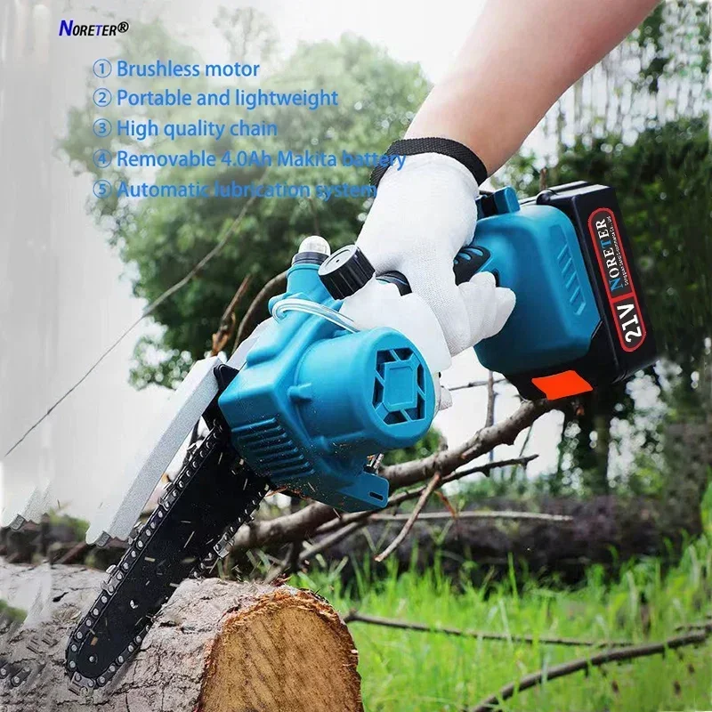 WASAI 6-дюймовая цепная пила Беспроводная электрическая для резки дерева