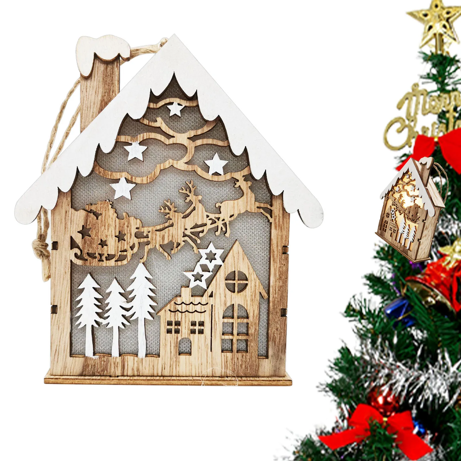 

Светящиеся украшения для кабины, светящиеся украшения для рождественской елки, украшения для рождественской елки, украшения для дома, Рожд...