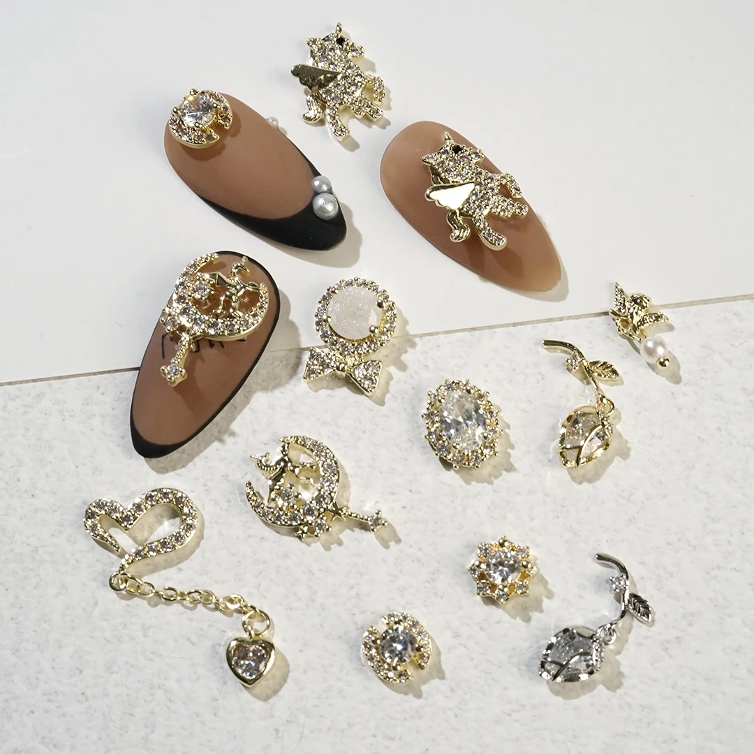 Детали из циркония для ногтевого дизайна 2 шт. 3D кристалл жемчуг металлический