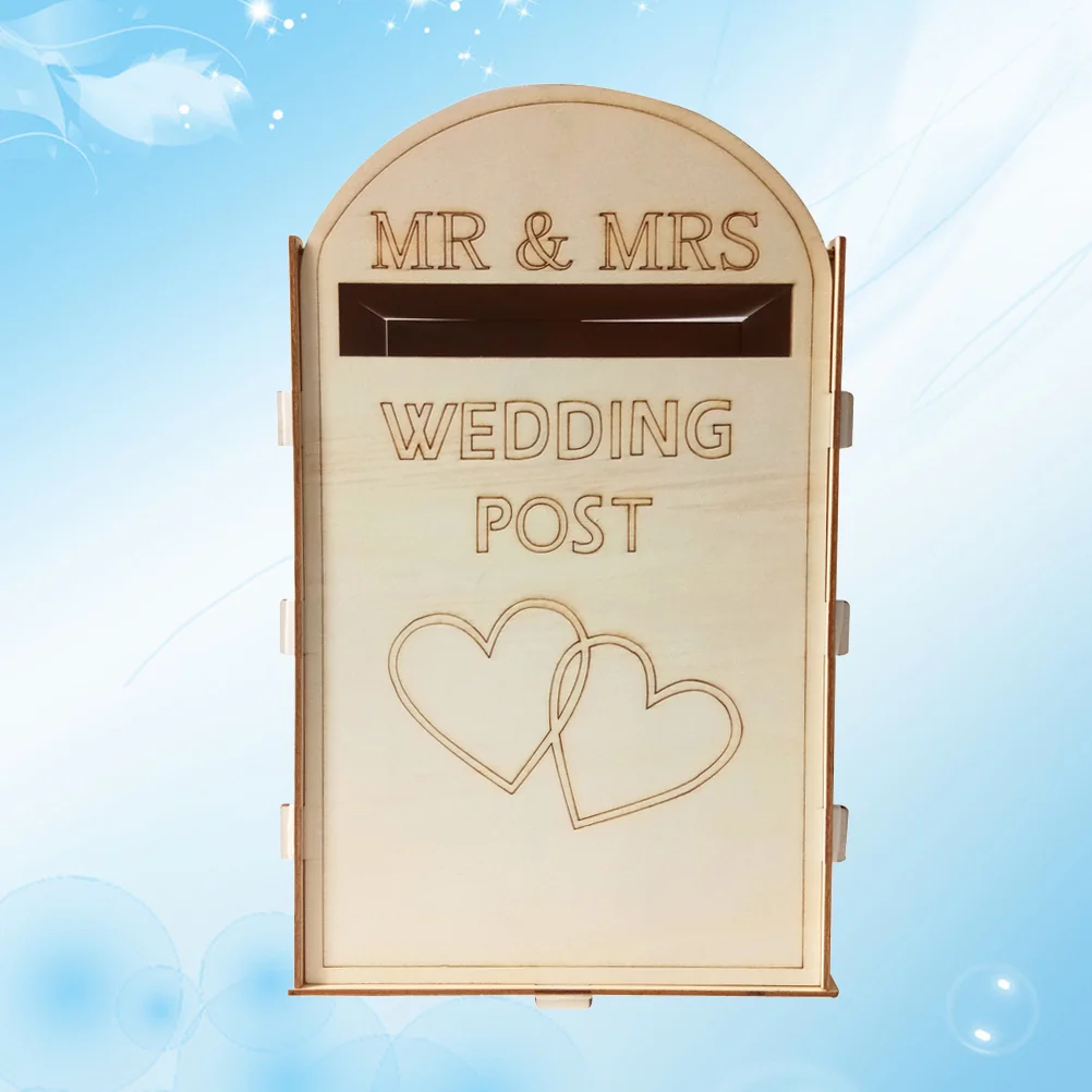 

Box Wedding Wooden Post Mailbox Envelope Gift Rustic Decorative Suggestion Letterbox Donation Key Drop Holder Metal Comment