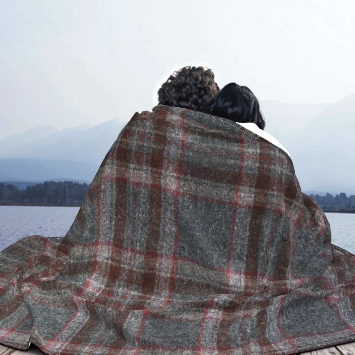 Серо-красное клетчатое тартановое одеяло мягкое Фланелевое флисовое теплое