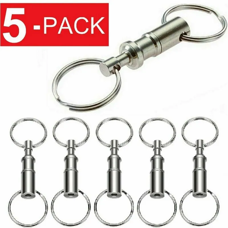 

Stainless steel Keychain 5 Pack Key Rings Detachable Pull Apart Quick Release