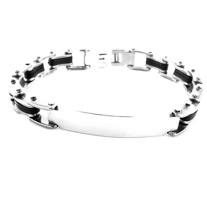 

Stainless Steel Silicone Men's Bracelet Black Silicone Bracelet