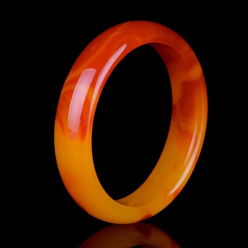 Золотистый Шелковый нефритовый браслет Huanglong женский с нефритовым цветком