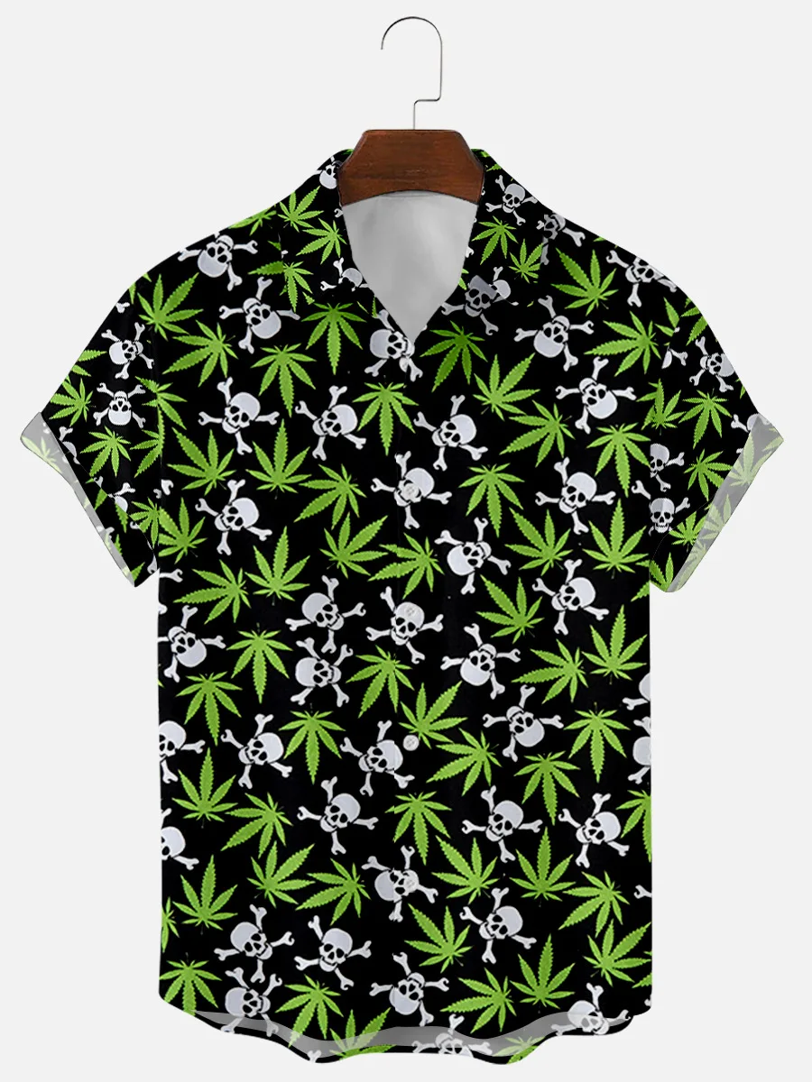 Men's shirts  Hawaiian Men's Mermaid Shirt Skull Printing High Quality Single Button Shirts Beach Fashion Trend Shirts for Men