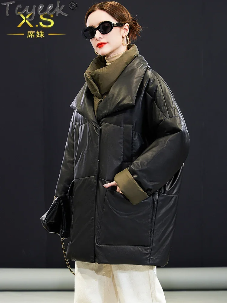 Tcyeek куртка из натуральной кожи женские дубленки овчины 2024 модное пальто на