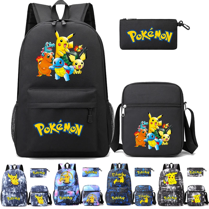 

3Pcs/set Anime Pikachu Backpack Teenagers Student Schoolbag Boy Girl Pokemon Rucksacks Back To School Big Capacity Cartoon Bags