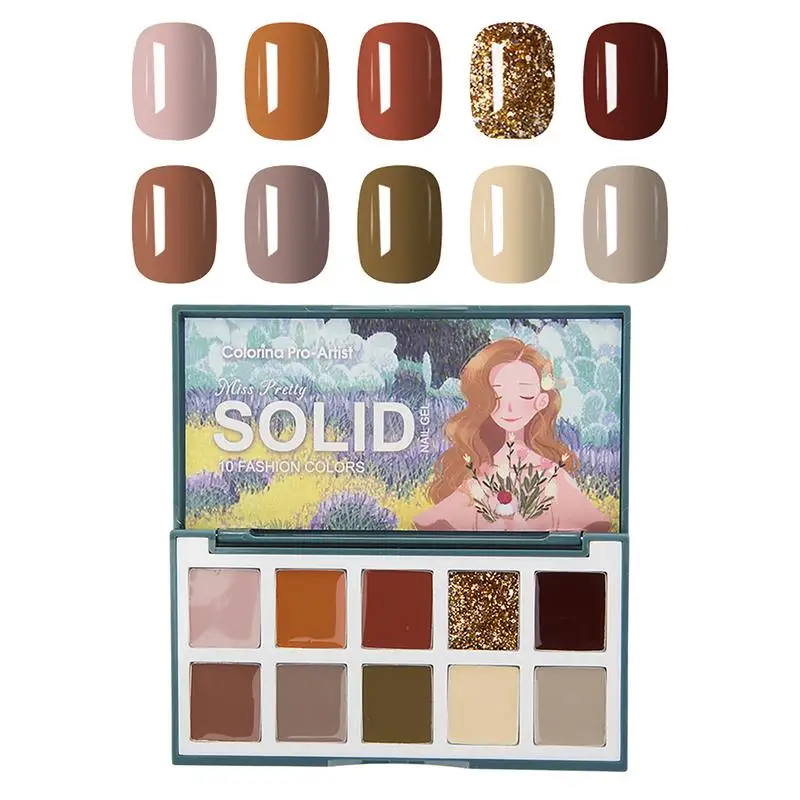 

10 Colors Solid Nail Gel Palette 10 Gel UV Soak Off Gel For Salon Manicure Kit DIY Home
