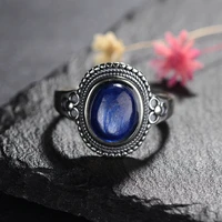 8x10mm natural kyanite rings silver jewelry various gemstones rings for women daily anniversary birthday party jewelry