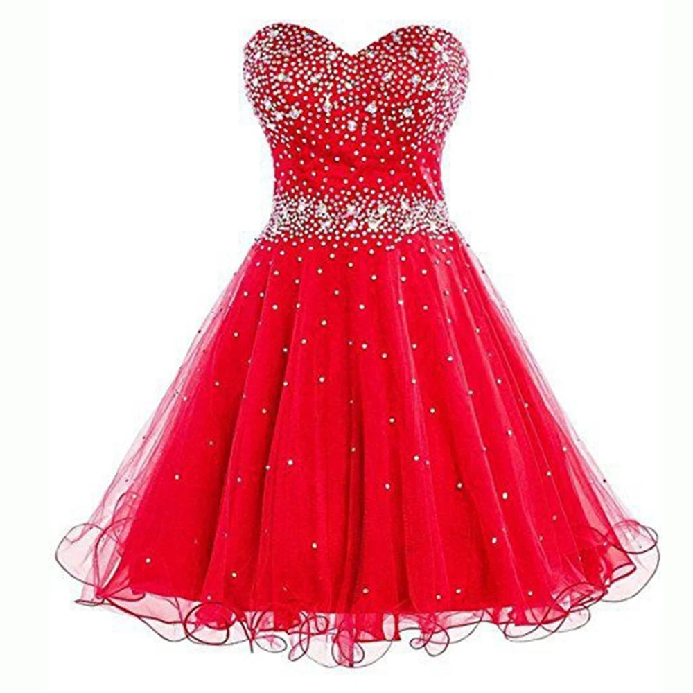 

GUXQD Sweetheart A-Line Homecoming Dresses Vestidos De Festa Sparkly Crystal Beading Formal Graduation Princess Party Gowns