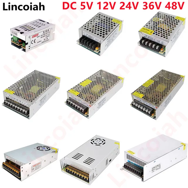 Switching power supply dc 5v 12v 24v 36v 48v 60w 360w 600w light transformer ac 100-240v source adapter smps for led strips cctv