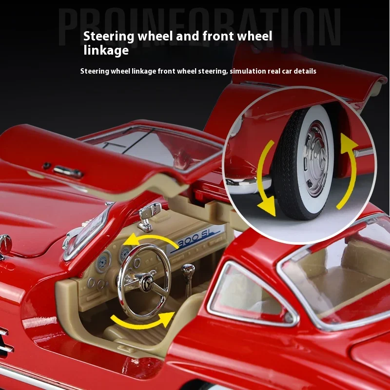 Модель классического автомобиля Mercedes-Benz 300SL 1936 металлическая литая под давлением