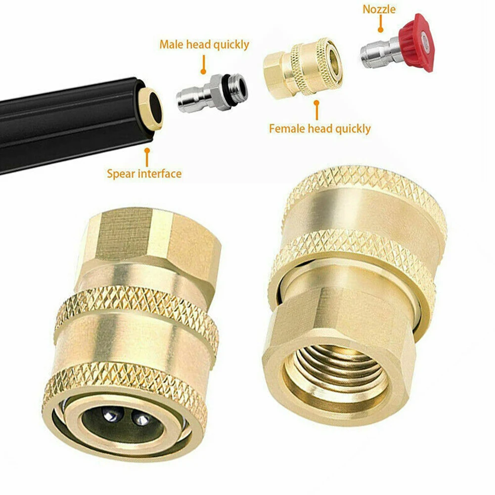 2pcs Pressure Washer Coupler 1/4'' NPT Brass Fittings Quick 