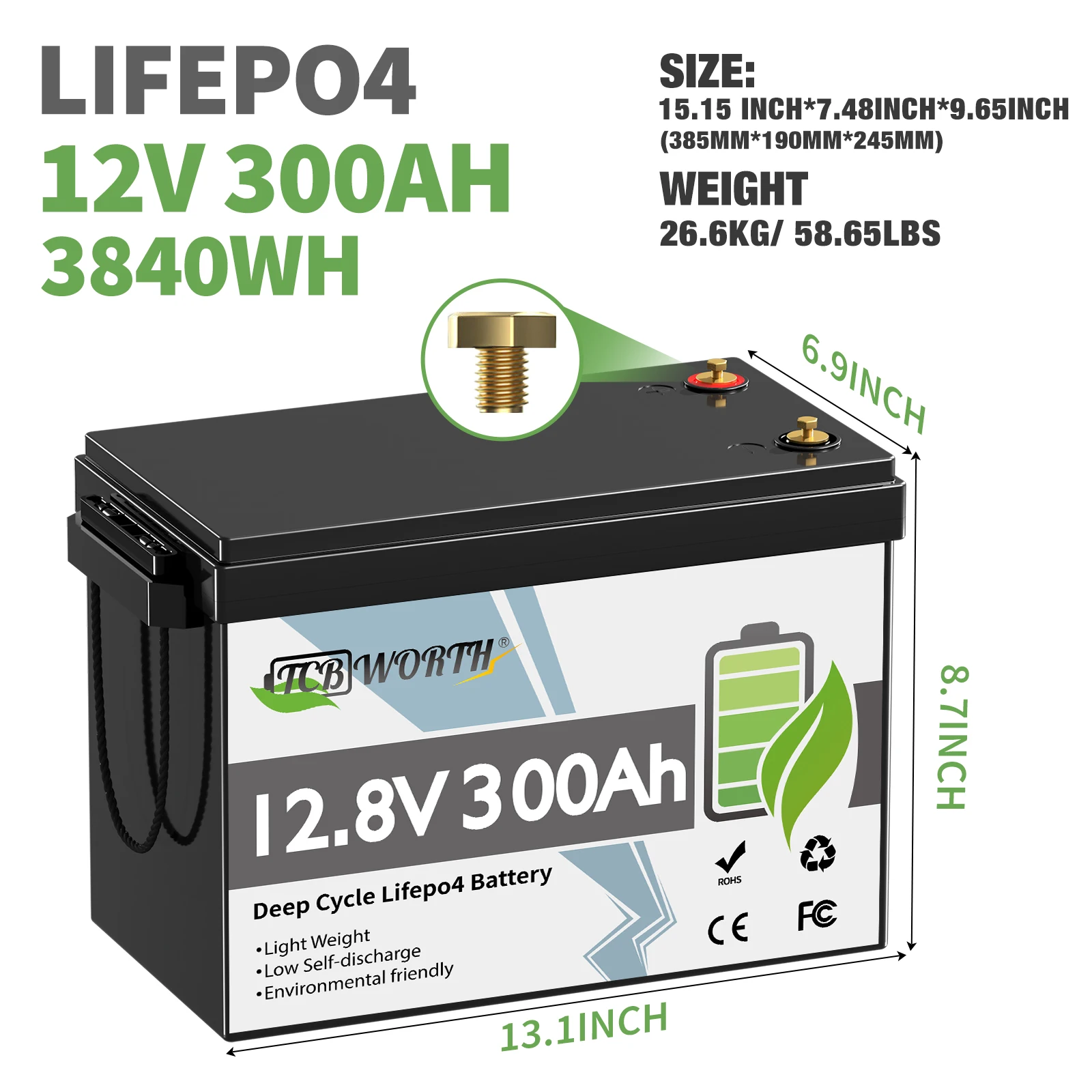 12 В 300 Ач LiFePO4 Батарея встроенная литиевая батарея BMS 6000 + циклы для автодома