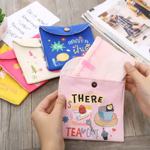 Многофункциональная сумка для хранения с рисунком для девочек, санитарный кошелек для мелочи, мини косметичка, держатель для карт