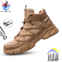 fashion work boots for men steel toe cap lightweight male safety shoes indestructible comfortable non slip construction sneakers