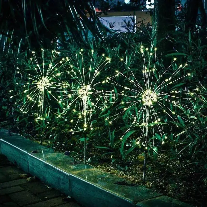 

Solar Fireworks Lamp Outdoor Grass Globe Dandelion Flash String Fairy lights 90 /120/150LED For Garden Lawn Holiday Light