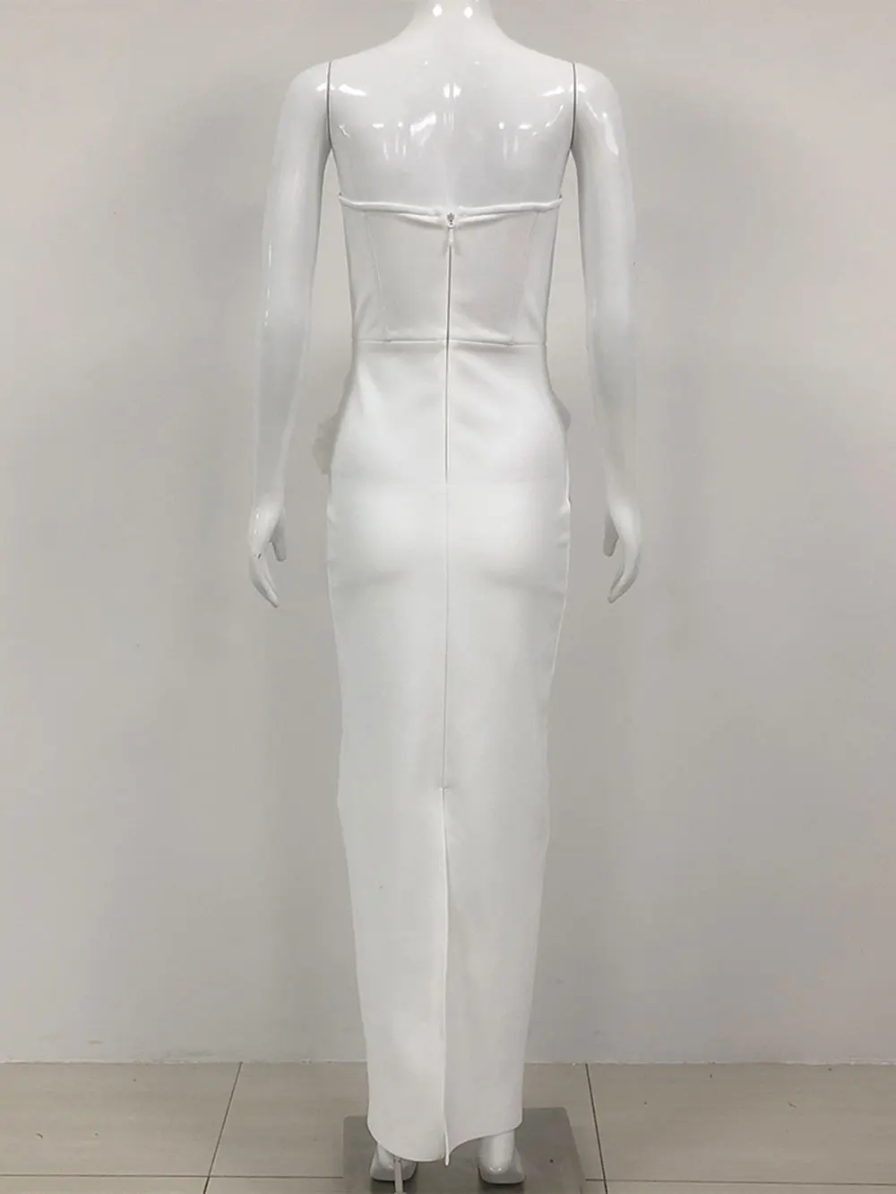 Женское вечернее платье без бретелек облегающее длинное с цветочным 3D принтом и