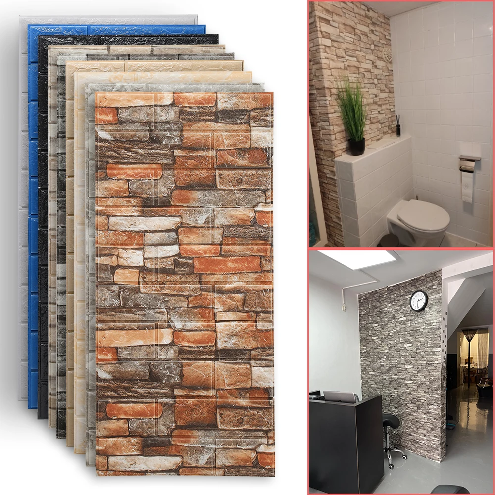 

Foam 3D Wall Stickers Brick Adhesive Wallpaper Panel Home Decor Living Room Bedroom Decoration Bathroom Vintage Sticker