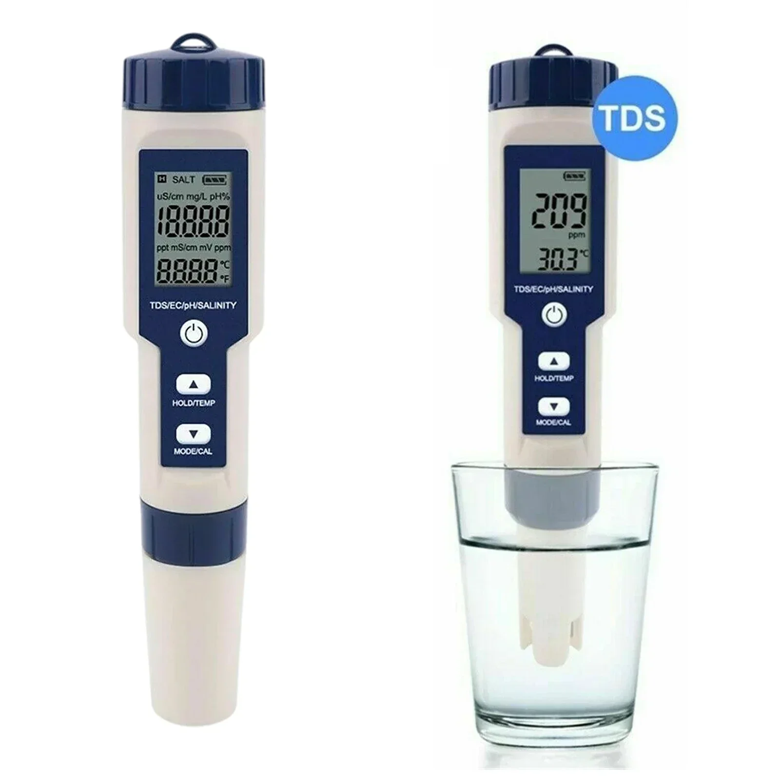 5 в 1 Цифровой тестер качества воды TDS/EC/PH/солености/температуры для ...