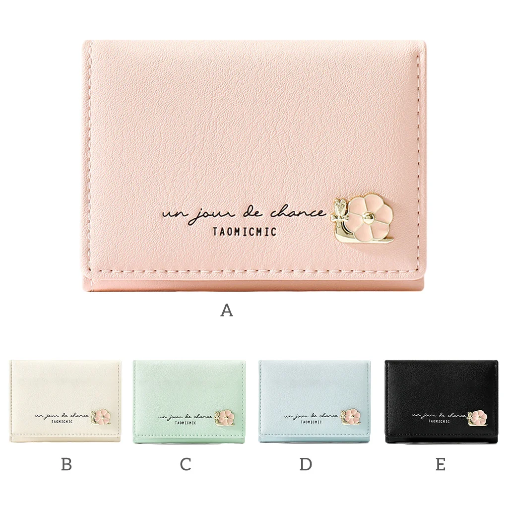 

Women Foldable Wallet Portable PU Leather Coin Purse Solid Color Card Bag Storage Pocket Birthday Personalized Gifts Travel