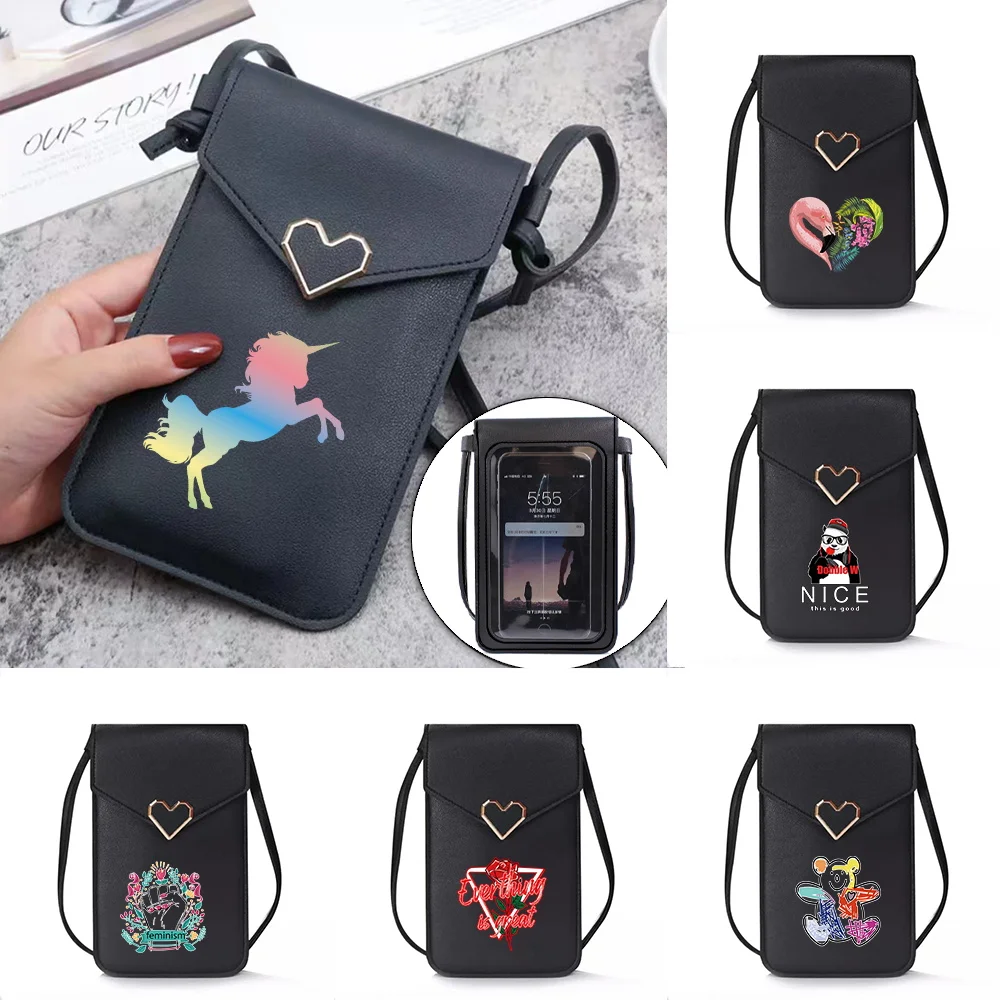 

Small Shoulder Bags PU Women Mobile Phone Bag Mini Female Messenger Purse Lady Wallet New Crossbody Handag Color Print Cover