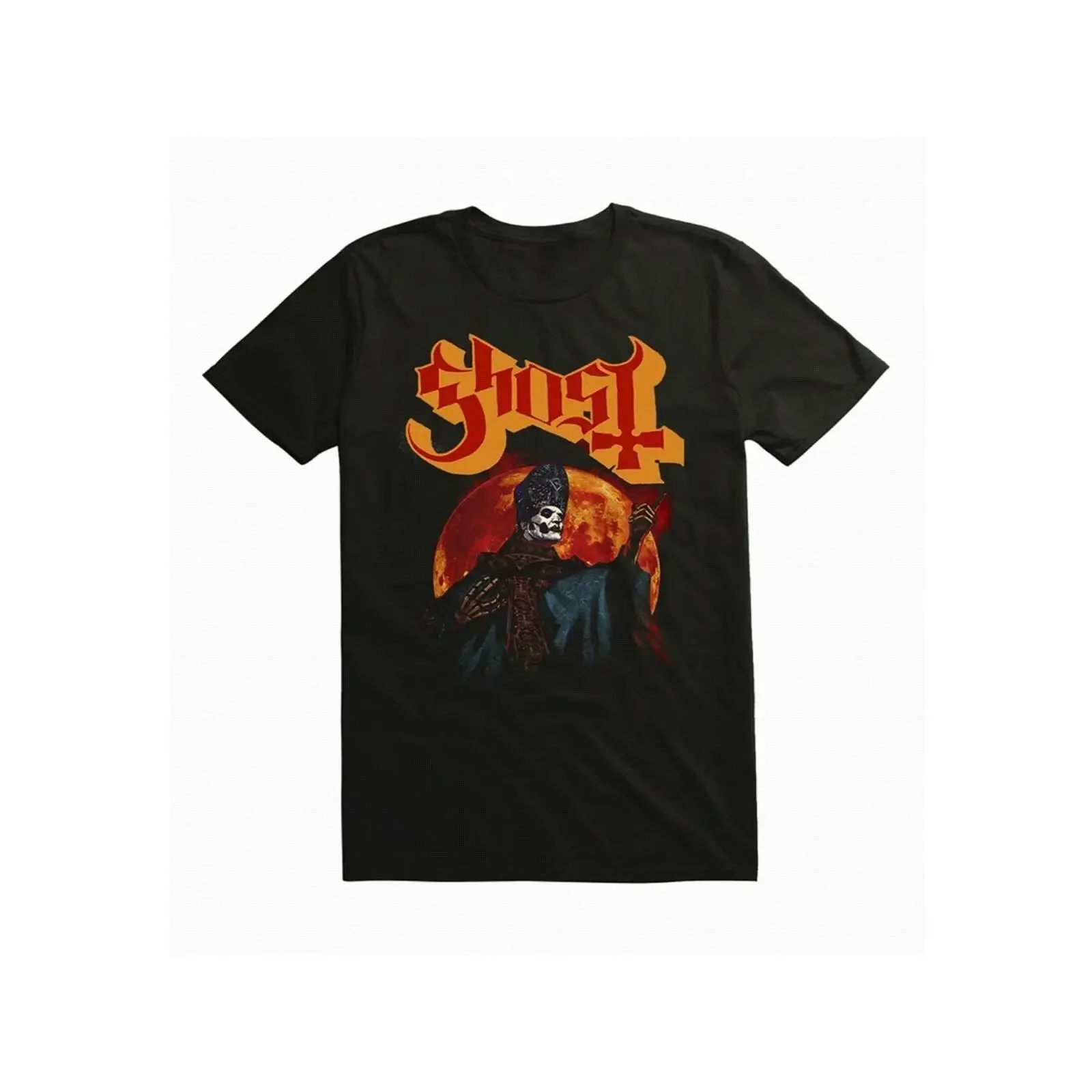 Фото Футболка мужская Ghost Papa Emeritus IV Glowing Moon, НОВАЯ, винтажная, с эффектом потертости, универсальная, унисекс, мягкая, эластичная, удобная, стильная. №1