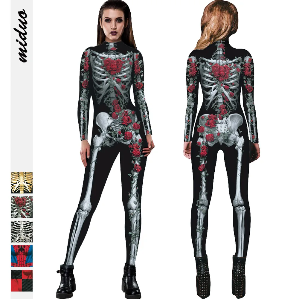 

3d skull digital printing women's one-piece pants new product Europe and America cosplay pants role playing Skin-tight garment