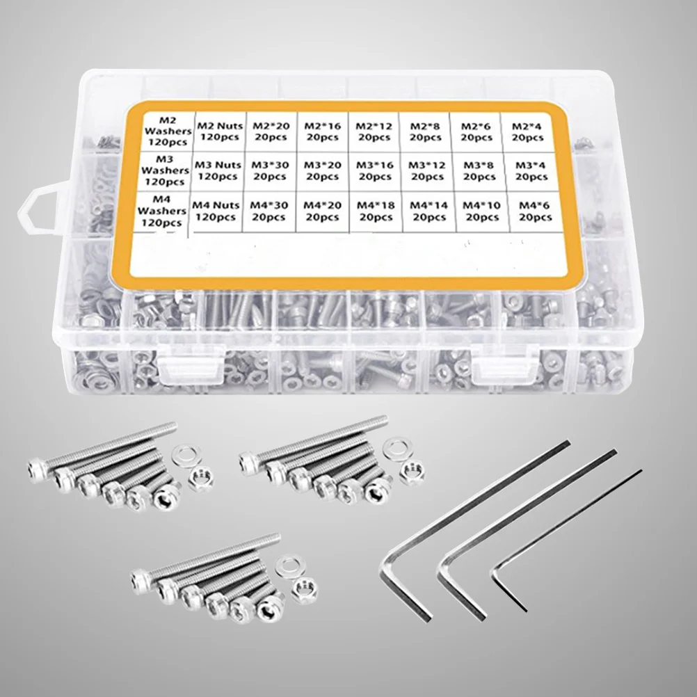 

1080pcs Flat Stainless Steel Screws Bolts Nuts Lock and Flat Gasket Washers Assortment Kit