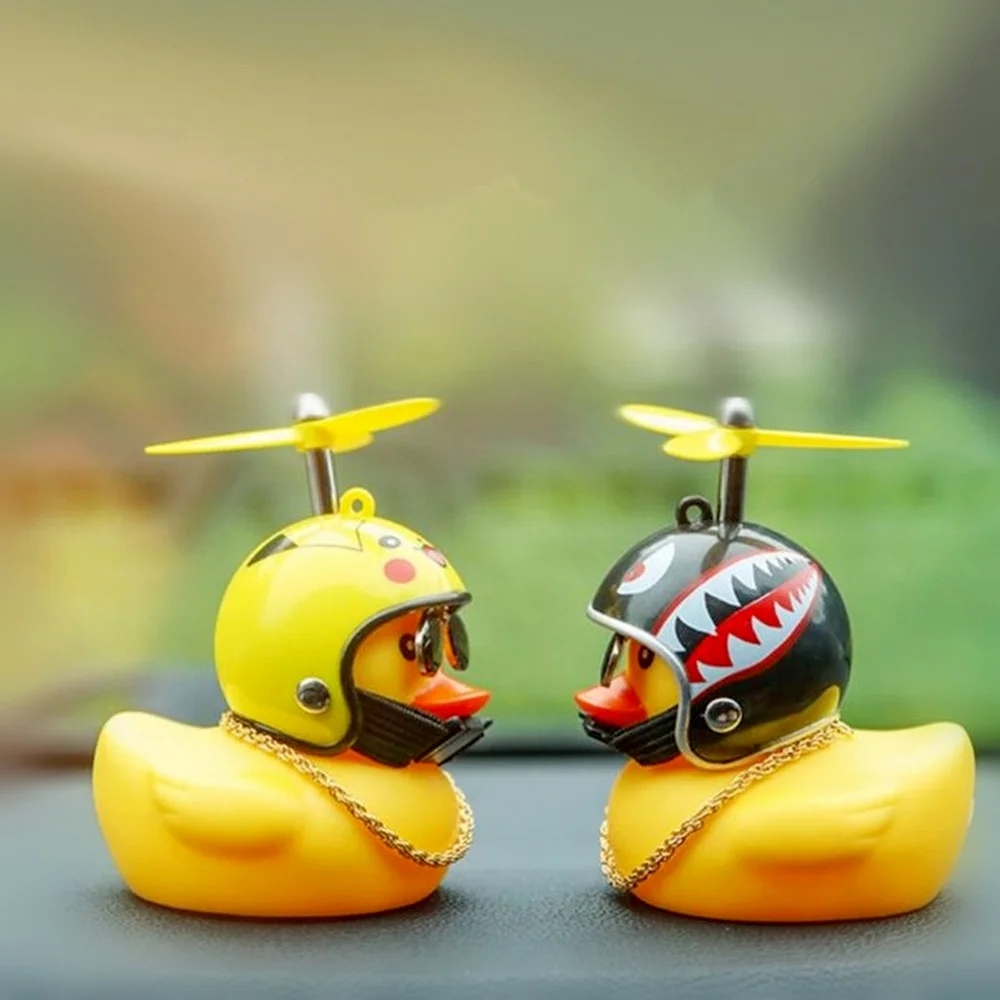 Cute Rubber Duck Kids Toys Wind-breaking Helmet Yellow Duck Baby Shower Bath Toys Toddler Gifts Car Decoration Cycling Decor