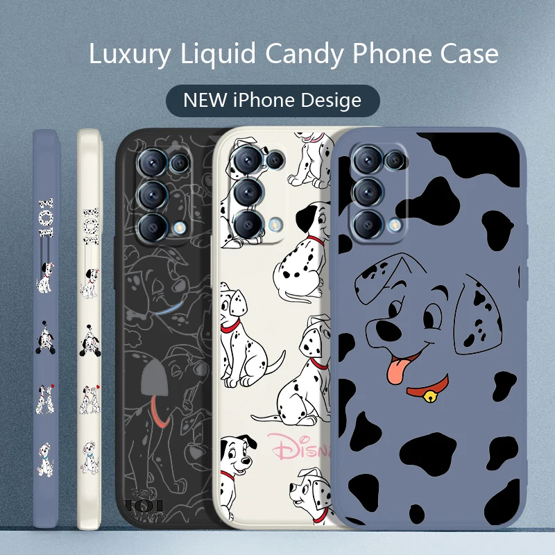 

101 Dalmatians Phone Case For OPPO Find X5 X3 X2 neo Pro Lite A5 A9 2020 A96 4G 5G Liquid Left Rope Candy Cover Funda Coque Capa