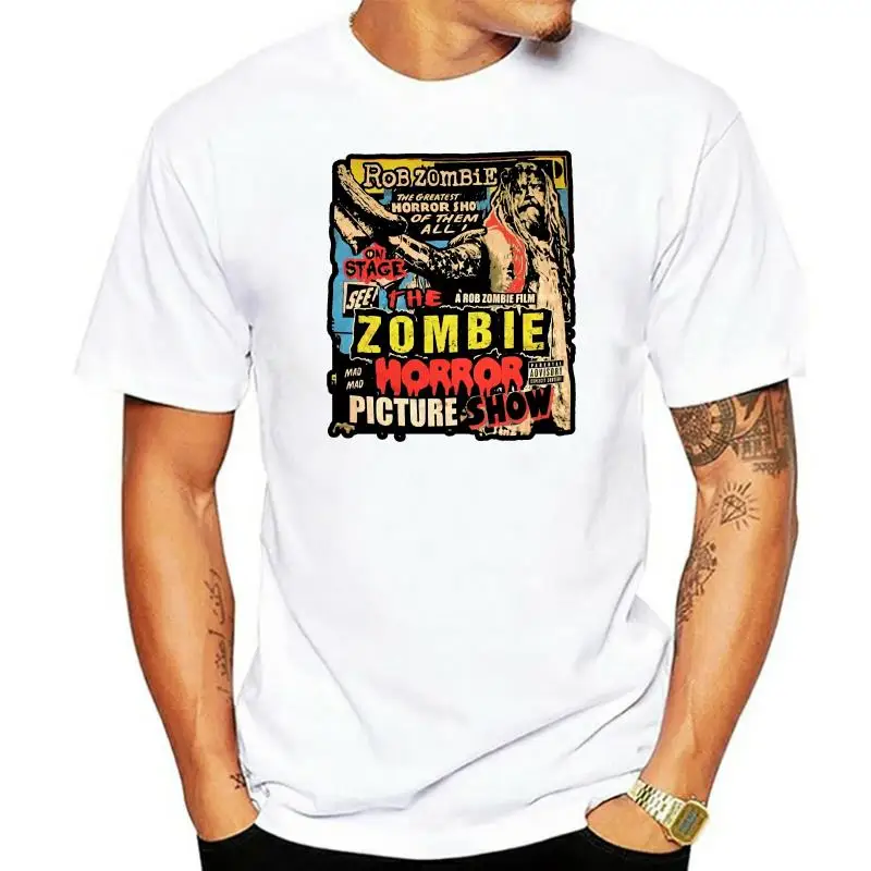 

Rob Zombie Picture Show Black T Shirt New Horror Merch White Fashion Classic Style Tee Shirt