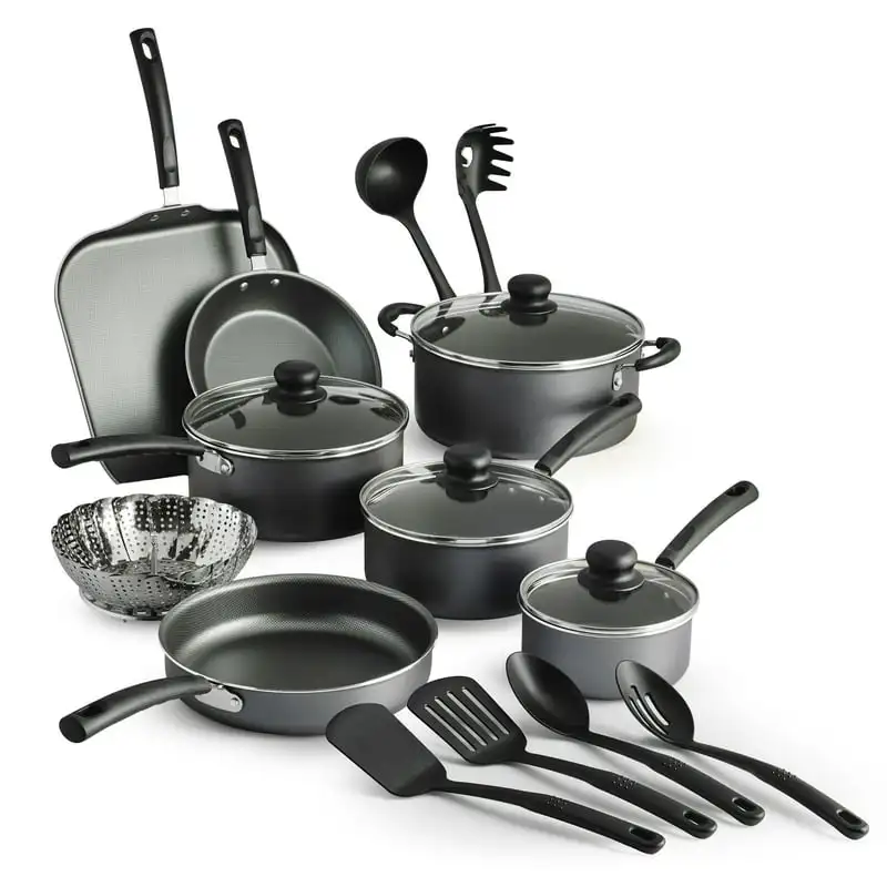 

Набор Антипригарной кухонной посуды из 18 предметов, стальной, серый