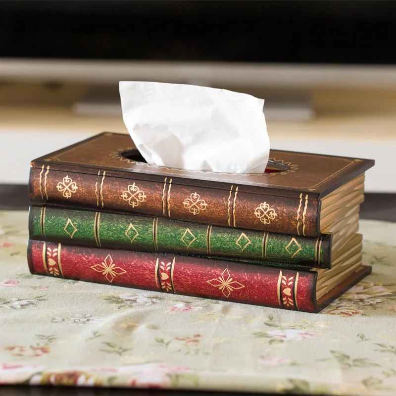 

Creative New Supply Vintage Emulational Book Hand-Painted Book-Shaped Tissue Box Art Tissue Box