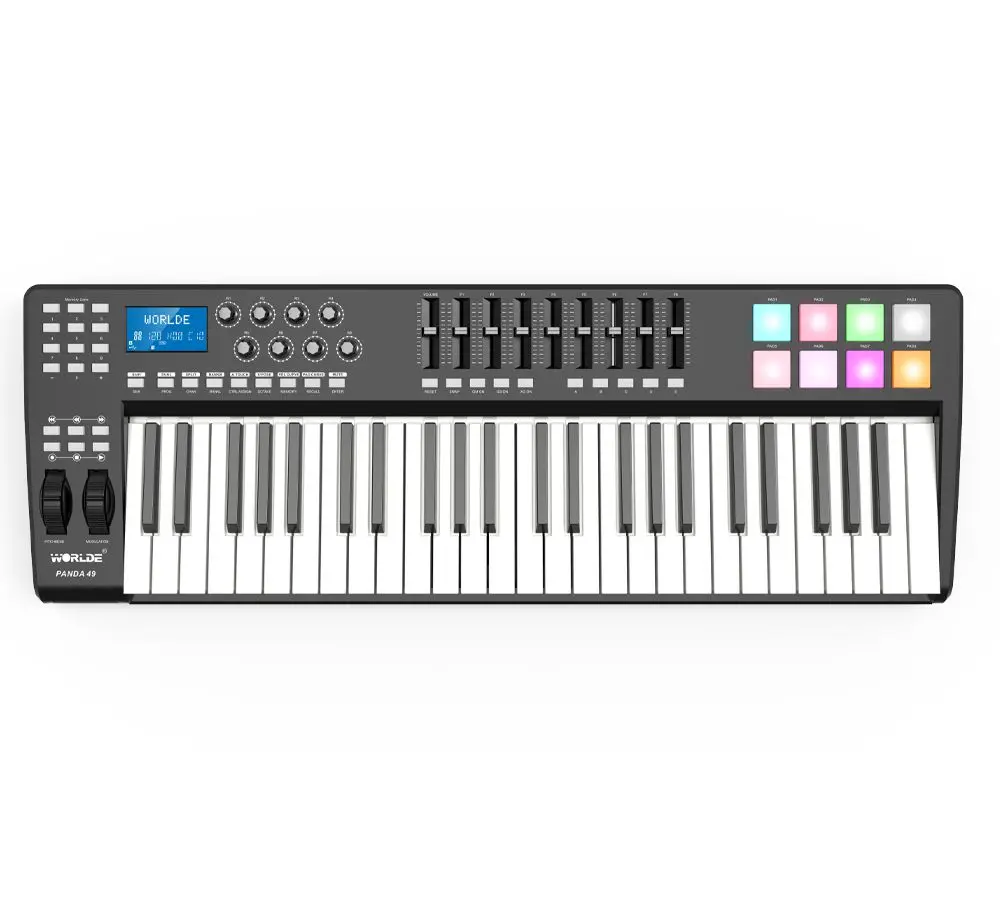 

Портативная 49 клавиш USB электрическая орган MIDI-клавиатура контроллер 8 RGB с цветной подсветильник кой профессиональная клавиатура Midi-контро...