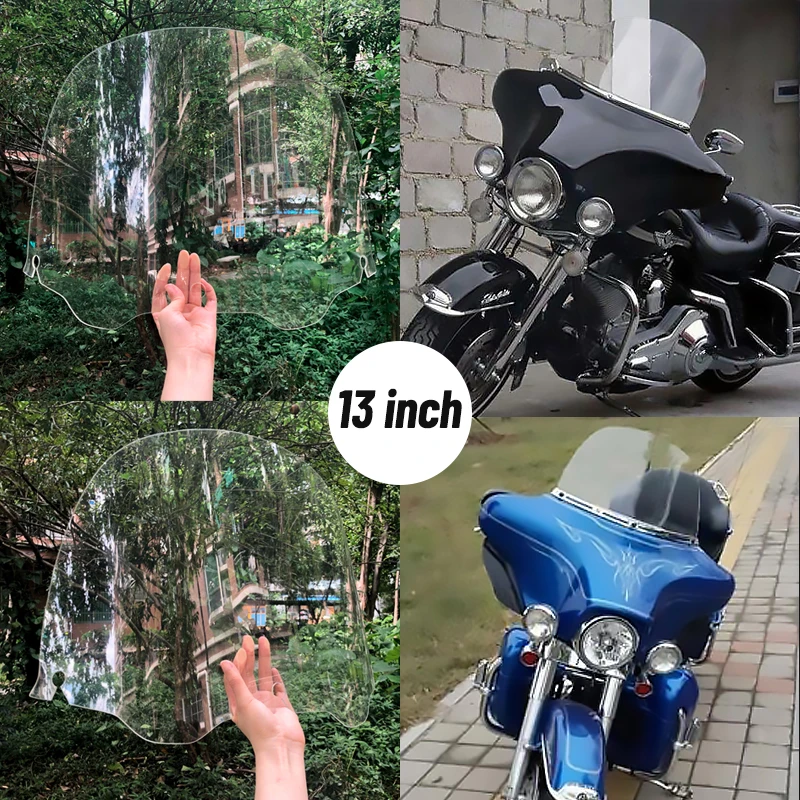 Motorcycle 13'' Clear Windscreen Windshield Wind Protector Deflector Moto Part For Harley Electra Street Glide Touring 1996-2013