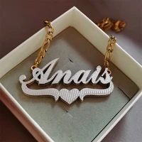 double gold plated nameplate 3d necklace custom necklace 18k gold plated choker layered necklace personalized jewelry gift