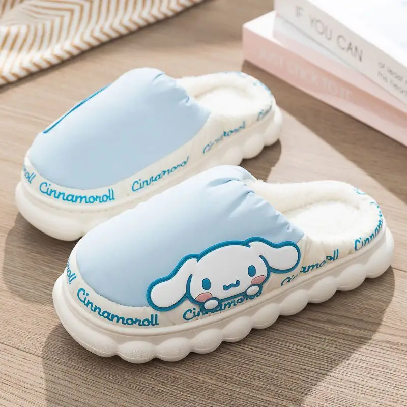 

Sanrio Kawaii Hello Kittys зимние плюшевые теплые тапочки для мальчиков и девочек мультфильм My Melody пара Нескользящая Водонепроницаемая уличная домашняя обувь