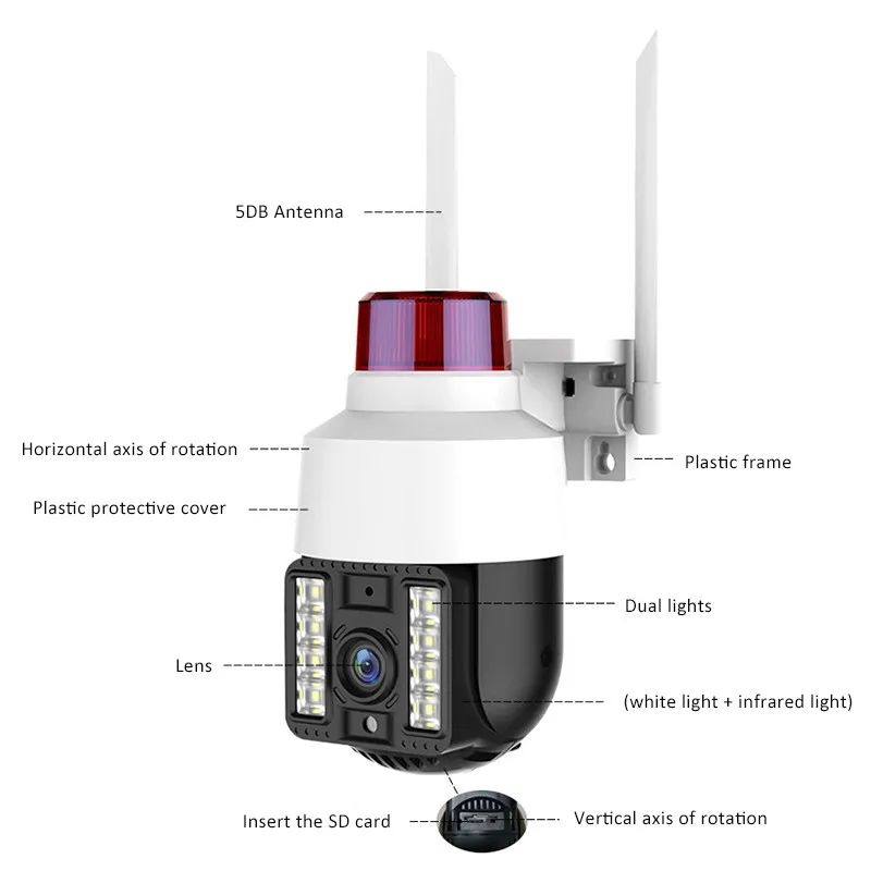 

IP-камера наружная беспроводная с Wi-Fi, PTZ, 300 Вт, 2 МП