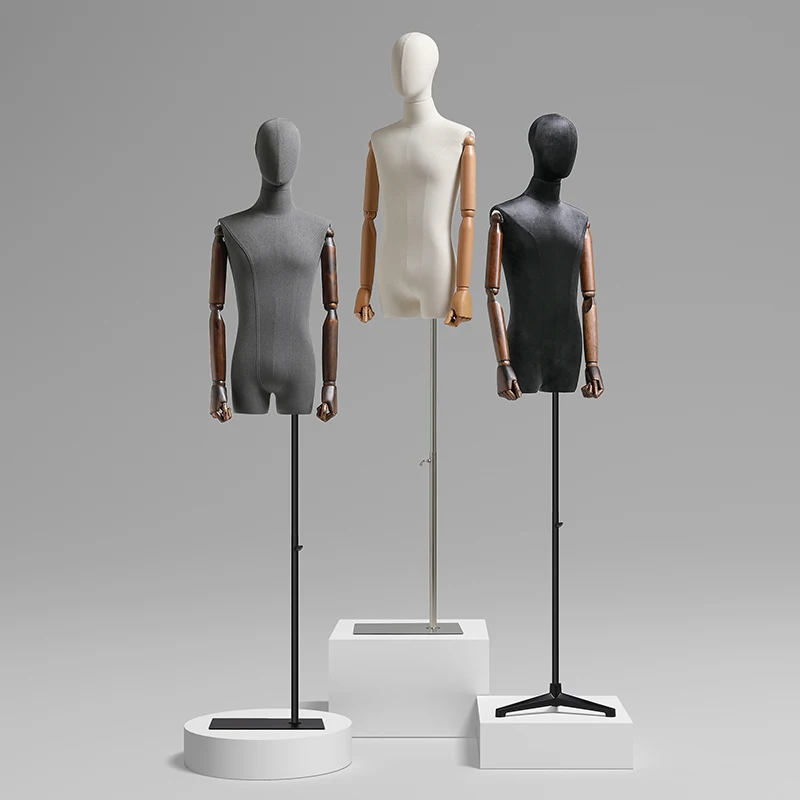 High-Quality Fashionable Dummy Model Male Half-Body Mannequin with Iron Base For Window Wedding Clothing Display