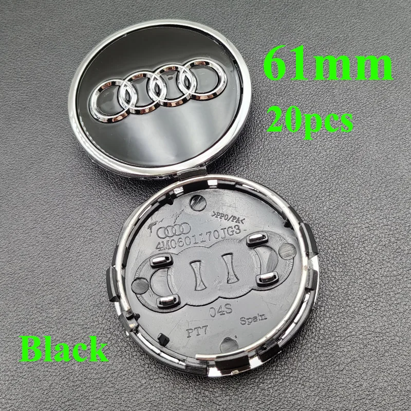 

20 шт., 60 мм, 61 мм, 68 мм, 69 мм, 77 мм, колпаки для ступиц Audi, центральные колпаки для колес автомобиля, аксессуары для Audi A1 A2 A3 A4 A5 A6 A7 A8 Q2 Q3 Q5 Q7