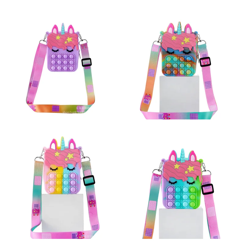 

My Little Pony Unicorn Cartoon Anime Small Purse Fashion Cute Personality Silicone Decompression Puzzle Children's Coin Purse