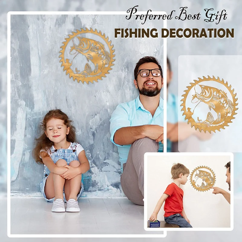 

Подвеска «Рыбалка» из нержавеющей стали, подвеска на стену в подарок на день отца, для спальни, гостиной, украшение для рыбака