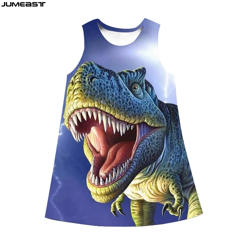 

Jumeast Y2k Women 3D Printed Dresses Hip Hop Animal Dinosaur Summer Fashion Sleeveless Dress Suspender Nightdress