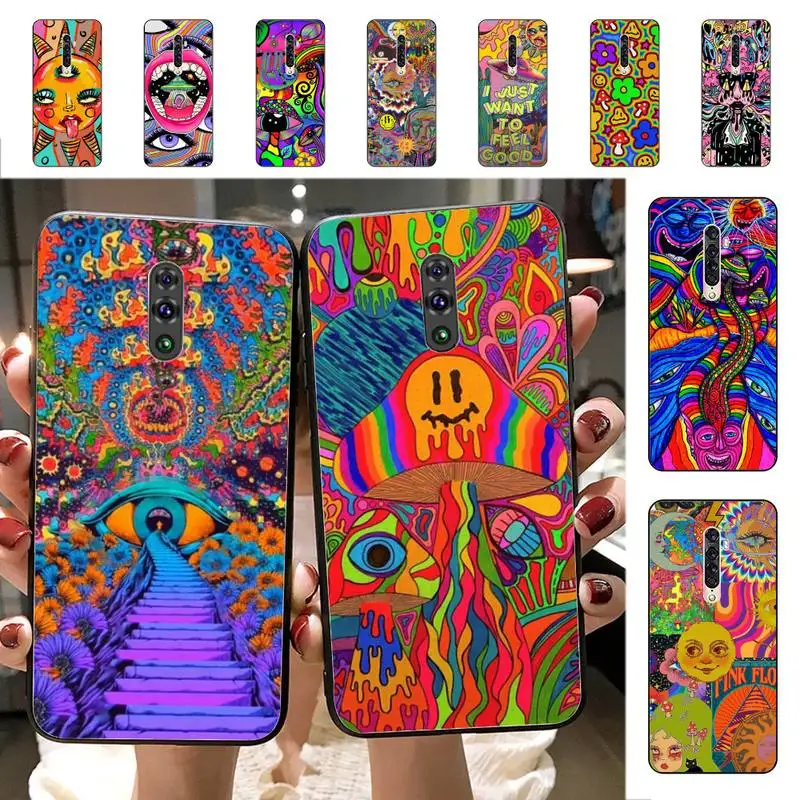 

YNDFCNB Colourful Psychedelic Trippy Art Phone Case for Vivo Y91C Y11 17 19 17 67 81 Oppo A9 2020 Realme c3